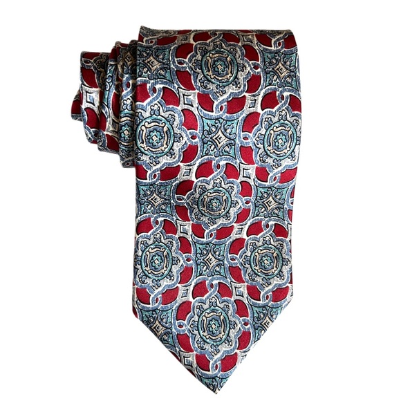 Vintage Christian Dior Monsieur Red Blue Gray
Abstract Pattern Silk Neck Tie - Picture 1 of 8